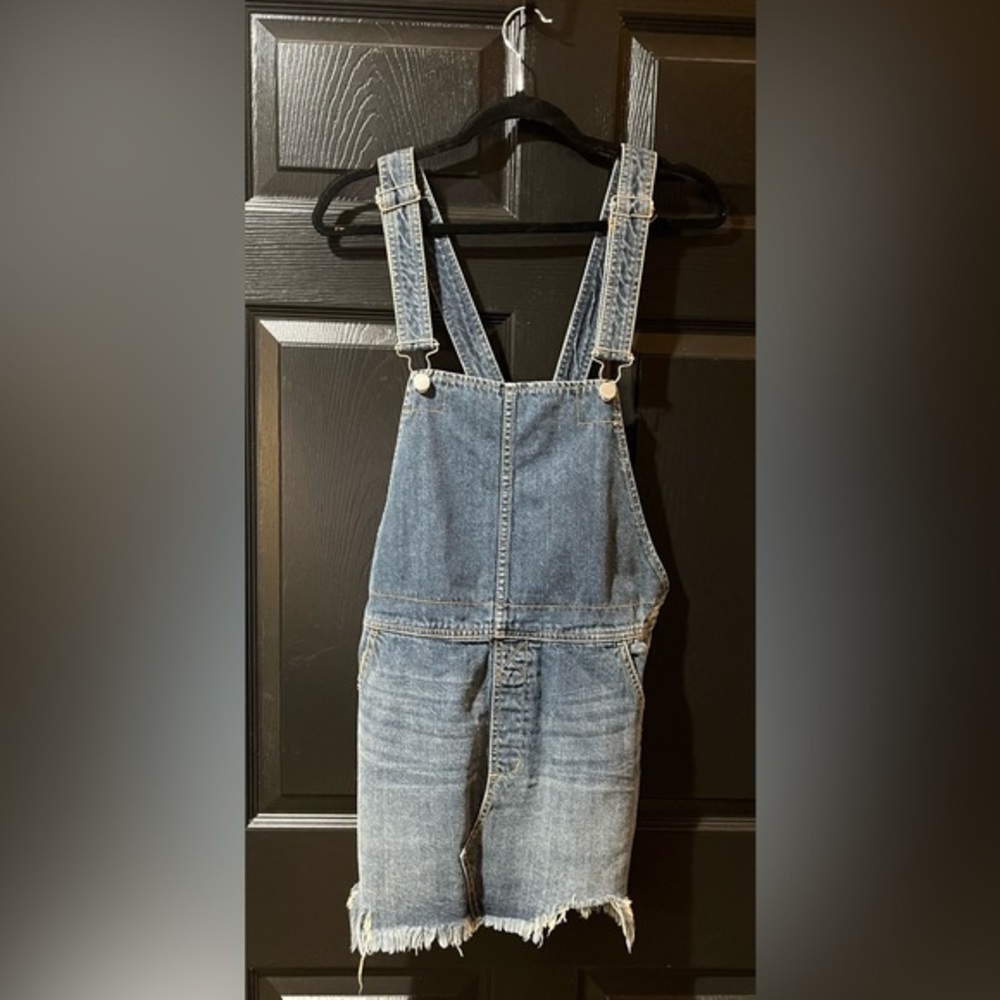 Free People Frayed Hem Denim Overall Skirt